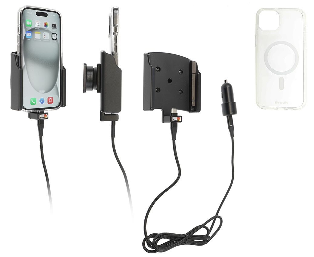 Brodit Aktive Halter Apple iPhone 15 USB cig.- with case