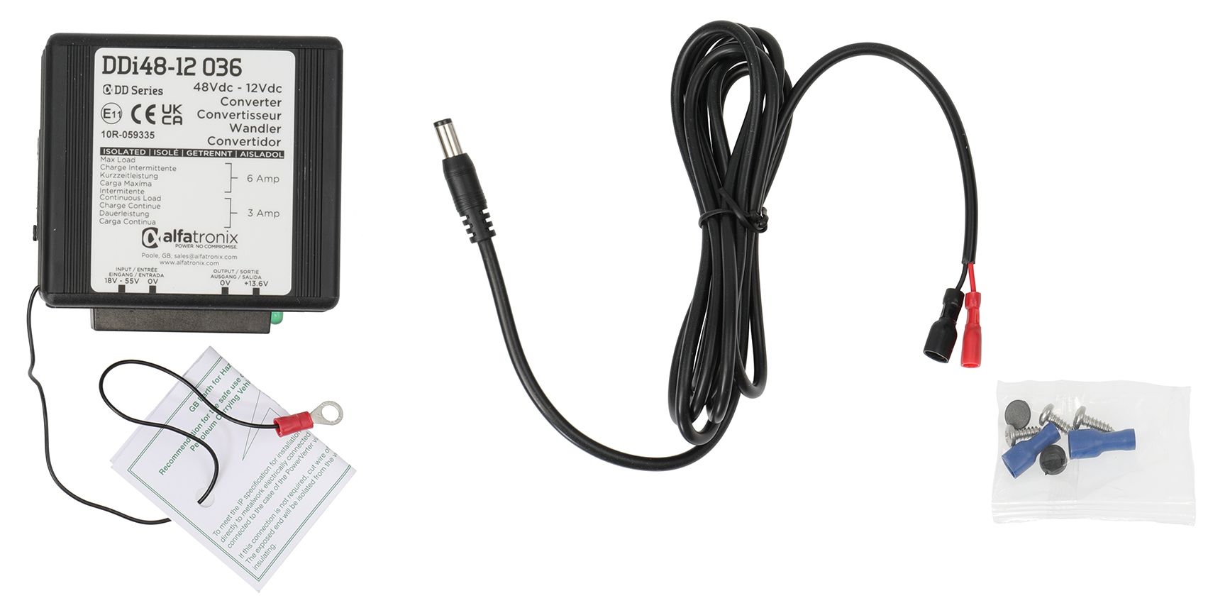 Brodit Converter 12V out, 48V in, 2m cable for Zebra ET5X