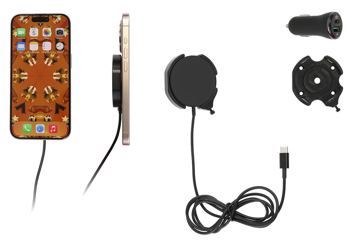 Brodit Halter mit MagSafe Charger-Schwarz iPhone 12-16