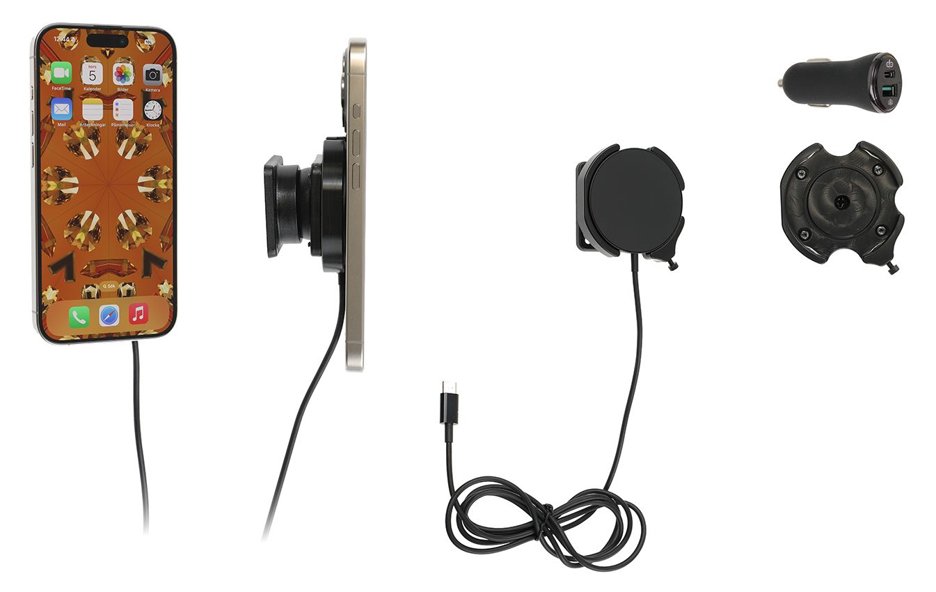 Brodit Halter mit MagSafe Charger-Schwarz iPhone 12-15